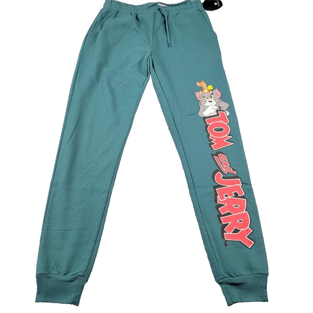 Tom & Jerry Pants Unisex 3XL Teal Cartoon Joggers Warner Bros Lounge NWOT
